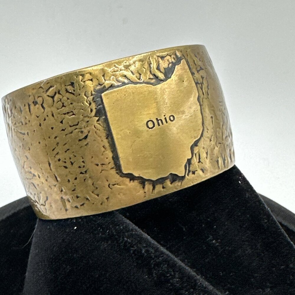 Hammered brass ohio state bracelet cuff 1.5” Wide